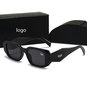 Gafas de Sol Modernas Negras con Logotipo Personalizado, Montura Geométrica Rectangular de Acetato, Protección UV400 para Mujer, Moda Urbana Diaria - Product Image 1