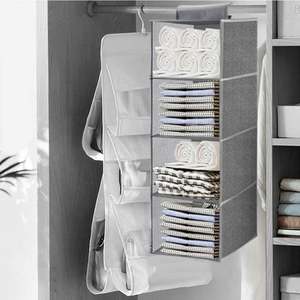 Étagères de rangement suspendues pour placard, organisateur de placard suspendu en tissu, organisateur de placard suspendu à 4 étagères avec crochets - Product Image 5