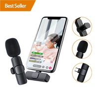 Microphone sans fil K9 2.4G 2 en 1, microphone cravate pour conférence et diffusion en direct avec récepteur pour iPhone et téléphone Android