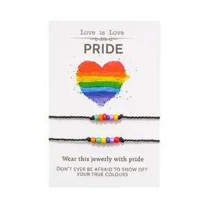 Werbe geschenk Diy Rainbow Pride Sead Bead Armband Schmuck Freundschaft Machen Sie ein Wish Card Armband