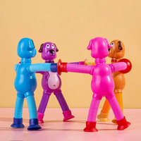 Pop Tube Fidget Jouet Chien Tube Télescopique Ventouse Télescopique Éducatif Dessin Animé Chien Tubes S'allument