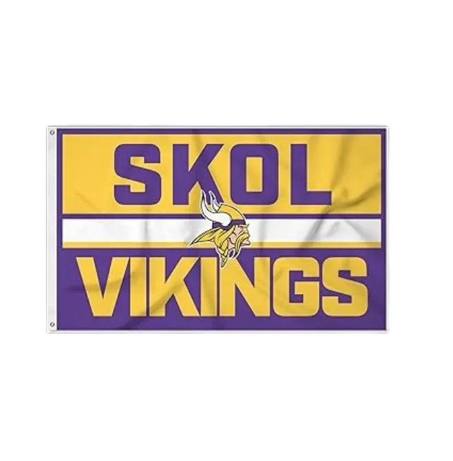 Yüksek kalite özel NFL futbol Football Vikings Bold 3x5 afiş bayrağı tek taraflı