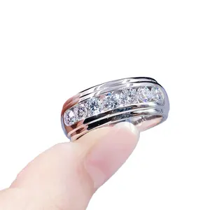 Tianyu 14kt 솔리드 헤비 골드 주얼리 7 돌 Moissanite 다이아몬드 남성 웨딩 밴드 약혼 반지
