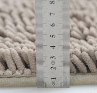 Décor à la maison Rectangle couleur unie antidérapant Shaggy Chenille fait à la machine tapis de bain à poils hauts Absorption d'eau