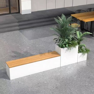 Banco de Patio Personalizado de Acero Inoxidable para Exteriores con Jardinera para Calle Comercial, Patio, Terraza y Plaza Municipal - Product Image 2