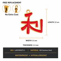 Vente en gros de pendentifs porte-bonheur chinois en émail plaqué or 18 carats en acier inoxydable 304 pour la fabrication de bijoux DIY