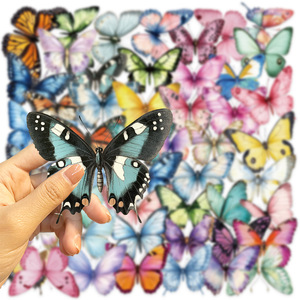 50PCS Factory Hot Sale Wasserdichtes PET Transparent Bunter Schmetterlings aufkleber - Product Image 4