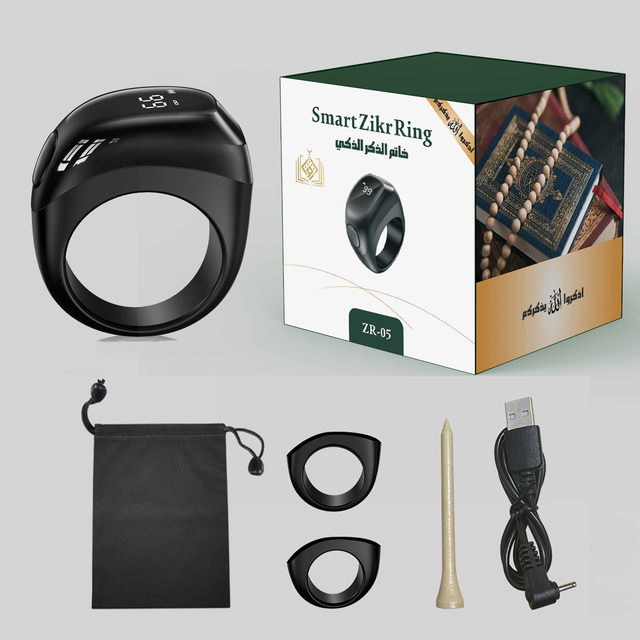 Digital Tasbih Counter Prayer Reminder Iqibla Zikr Ring for Muslim Smart Rings With Azan Alarm Clock