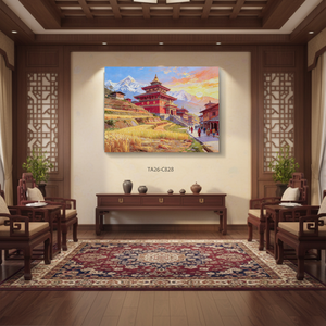 Arte <span class=keywords><strong>de</strong></span> Pared en Lienzo con Paisaje del Himalaya <span class=keywords><strong>de</strong></span> Nepal, Pintura <span class=keywords><strong>de</strong></span> Montaña y Templo, Decoración Enmarcada para Sala <span class=keywords><strong>de</strong></span> Estar y Dormitorio - Product Image 6