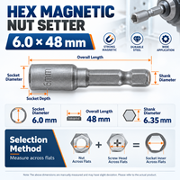 FEIDA Embout de tournevis à douille hexagonale magnétique puissant 48 mm, adaptateur de douille Cr-V 6-13 mm, tige hexagonale 1/4 pouce pour perceuse électrique
