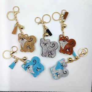Llavero Colgante de Peluche de Cachorro <span class=keywords><strong>Shiba</strong></span> <span class=keywords><strong>Inu</strong></span> con Borla, Brillante, Lindo, con Cristales y Diamantes de Imitación - Product Image 1