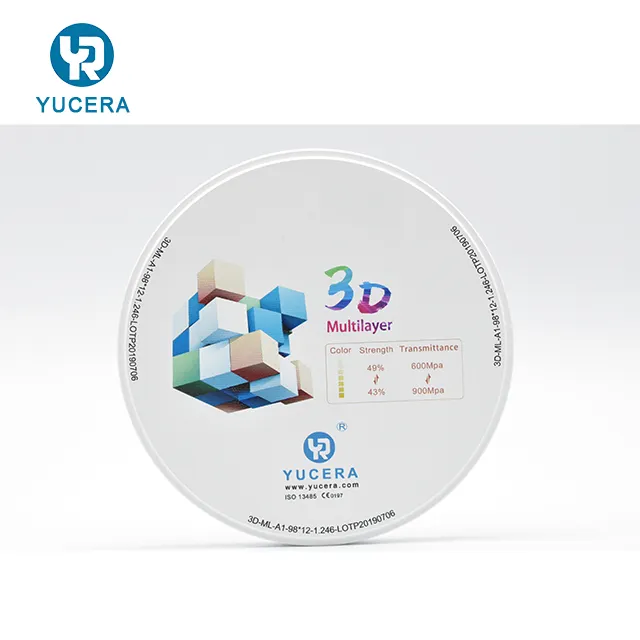 Chất lượng Zirconia đĩa gốm cho tất cả các hệ thống nha khoa Zirconia Đĩa Gốm 3D cộng với Multilayer Zirconia khối