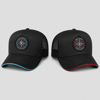 Casquette Trucker Personnalisée en Gros avec Broderie Boussole, Casquette Noire Unisexe Respirante en Maille Sportive, Casquettes de Baseball pour Hommes