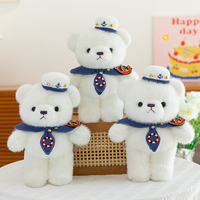 Perro de Peluche Náutico Súper Suave con Gorra y Collar de Marinero, Relleno de Algodón PP, Lavable, para Aliviar el Estrés y Decoración de Escritorio