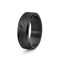 Nouvelle bague rotative en acier inoxydable 8 mm, argent, or, noir, motif sergé, logo laser diagonal, bagues de doigt en acier inoxydable 790