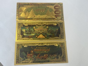 Mutlu noel festivali hatıra hediye 100 dolar altın folyo kaplama banknot paskalya cadılar bayramı doğum günü için yeni yıl plastik - Product Image 3