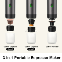 Machine à café expresso portable 3-en-1 à chauffage rapide, système de brassage électrique rechargeable USB/Batterie pour la maison, l'extérieur et l'hôtel