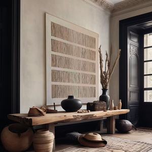 Pintura al Óleo Minimalista Hecha a Mano, Arte de Pared Enmarcado para Decoración de Interiores de Hogar Retro-Moderno - Product Image 4