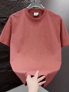 เสื้อยืดผู้ชายแขนสั้นสไตล์ลำลองสีพื้น แต่งลายปักเลื่อม ผ้าถัก ทรงหลวม ใส่ได้ทุกโอกาส รุ่นใหม่ประจำฤดูร้อน - Product Image 6