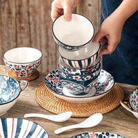 Services de table en porcelaine de détail, ensembles de bols et d'assiettes en céramique, vaisselle avec emballage cadeau