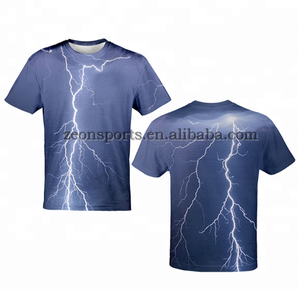 Magliette Personalizzate a Prezzi Convenienti con Stampa in Sublimazione, Design Blue Lightning, Asciugatura Rapida, T-Shirt alla Moda - Product Image 5