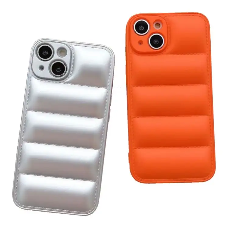 Nouveau étui en coton antichoc avec lentille Film protéger couverture doudoune housse de téléphone bouffante pour iPhone 15 14 13 12 11 Pro max