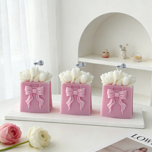 Bougie parfumée artistique en forme de bouquet de sacs à main, avec mèche à combustion uniforme, parfum floral frais, pour cadeau de mariage - Product Image 3