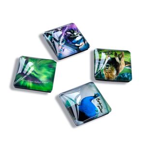 Aimant de réfrigérateur en verre personnalisé directement de l'usine, souvenir, cadeau, aimant de réfrigérateur en verre cristal 3D, emballage personnalisé - Product Image 4