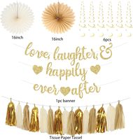 Décorations dorées pour fiançailles, amour, rire et bonheur à jamais |   Bannière scintillante pour fête prénuptiale, enterrement de vie de jeune fille