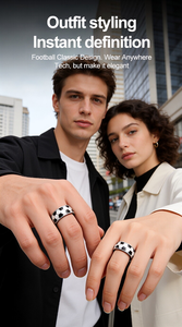Bague connectée futuriste avec écran LED, suivi d'activité, fréquence cardiaque, SpO2, moniteur de sommeil, contrôle par application, motif football - Product Image 6