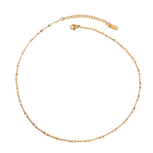 Collier à chaîne géométrique classique moderne, plaqué or 18 carats, acier inoxydable, élégant, chic, style européen américain, bijoux cadeau - Product Image 1