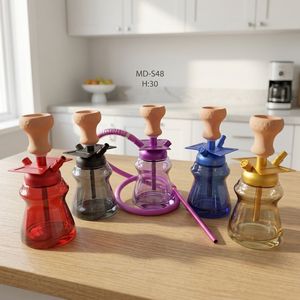 <b>Acrylic</b> LED Hookah Mini Shisha Bottle Straight Type <b>Mirror</b> Finish Plastic Water Pipe Gift Box Custom Logo - Product Image 3