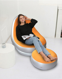PVC Material <b>Inflatable</b> <b>Sofa</b> <b>Inflatable</b> Cushion Camping Leisure <b>Sofa</b> Portable Beach Lounger Collapsible Single <b>Sofa</b> - Product Image 5