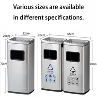 Cendrier extérieur haut en acier inoxydable avec ouverture latérale pour usage commercial, idéal pour les halls d'hôtels et les zones commerciales