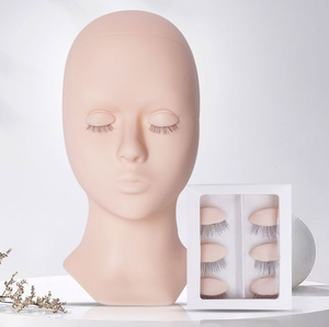 Eyelash <b>Training</b> Mannequin <b>Head</b> Removable Eyelids Soft Rubber Lash Extension Makeup Practice Tool - Product Image 4