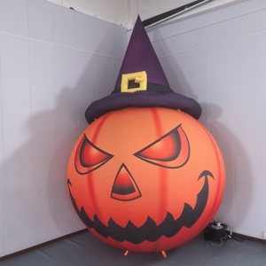 Acceso grande gatto nero gonfiabile di halloween aufblasbare katze sulla zucca - Product Image 1