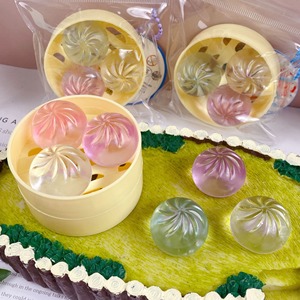 Mini Simulation Dumpling Squishy Keychain Kawaii Steamed Bun in Steamer Fidget Toy Soft <b>Stress</b> Relief Toy for Backpack Charm - Product Image 3