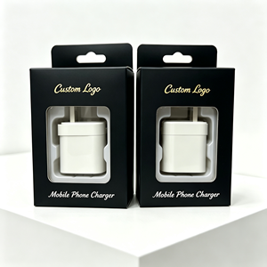 Boîte rigide pour chargeur de téléphone portable avec logo personnalisé, fenêtre transparente, impression dorée, emballage pliable en papier haut de gamme pour câble USB - Product Image 1