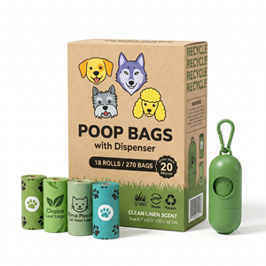 Sacs à déjections pour animaux de compagnie compostables sur mesure avec parfum OEM, extra épais, biodégradables, avec distributeur - Product Image 1