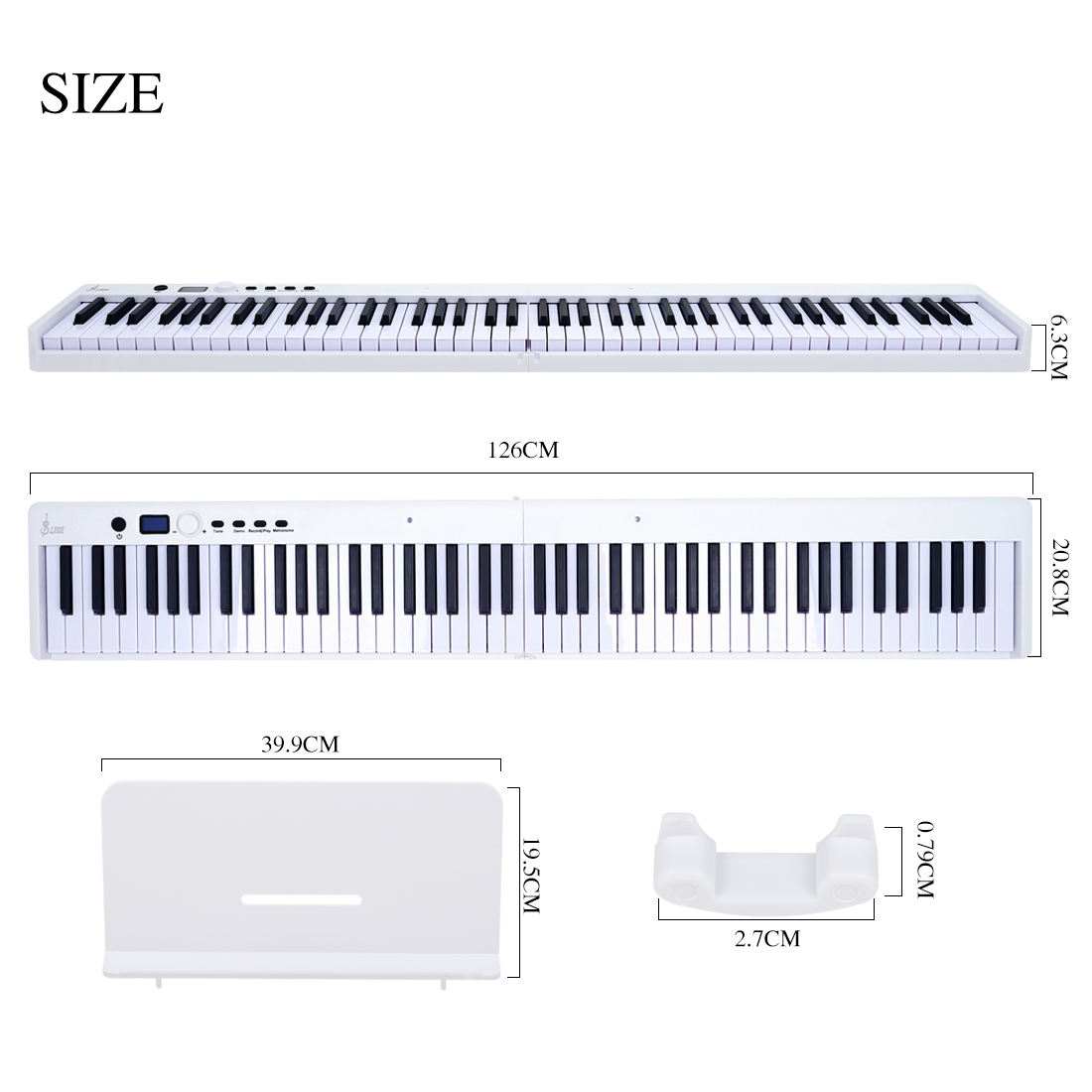 SLADEデジタル楽器88キーホワイトブラックポータブル折りたたみ