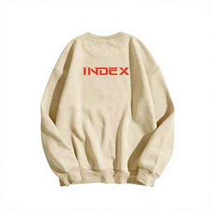 เสื้อสเวตเชิ้ตคอกลมสีเบจ แขนยาว พิมพ์ลายตัวอักษรด้านหลัง สไตล์ลำลอง สำหรับฤดูใบไม้ร่วง ผู้ใหญ่ ผ้าฝ้ายถัก 100% - Product Image 1
