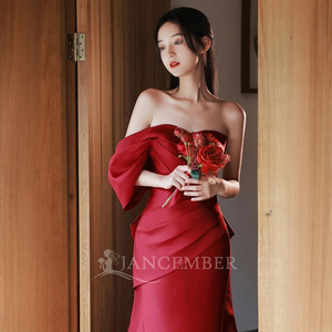 Elegant Styles for Business Buyers: Premium red mermaid satin evening  dresses Collection