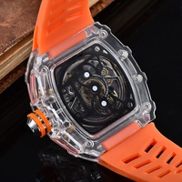 Richard RM Montre à quartz à 6 aiguilles, design tonneau ajouré, mode, affichage non-mécanique, bracelet silicone, promotion rapide