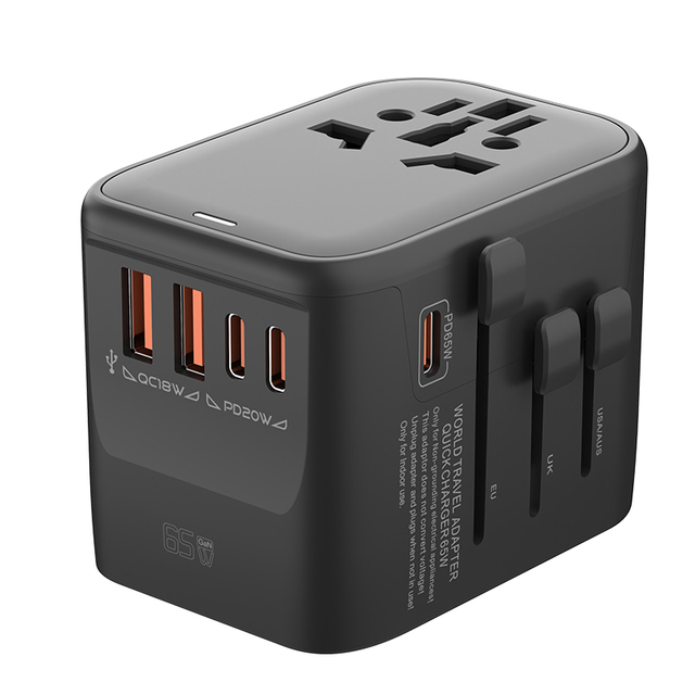 Global Plug Travel Adapter 65W GAN PD USB C 5V 3A 9V 3A 12V 3A 15V 3A 20V 3.25A Universal Socket Inverter Type c Usb Charger