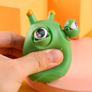 Stress Fidget Toys Green Vegetable Bug Eye 5D Eye caterpillar Popping Worm Squeeze Toys Funny Grass Worm Pinch Toy - Product Image 3