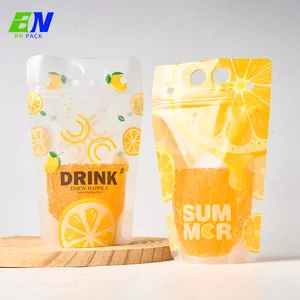 Customized Stand Up Bag Juice Drink Pouch With Straw Clear Liquid Pouch
