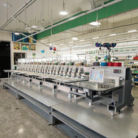 Machine à broder plate informatisée multi-têtes, équipement de broderie multi-aiguilles industriel pour la production de vêtements en série