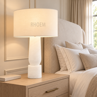 Lampe de chevet en albâtre avec abat-jour tambour, éclairage décoratif moderne de luxe pour chambre à coucher, fournisseur d'éclairage pour projets hôteliers