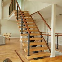 Escalier moderne en métal à poutres carrées pour résidences, escalier intérieur en métal sur mesure