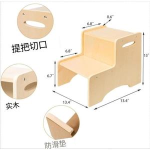 Children <b>Step</b> <b>Stool</b> Solid Wood Non Slip Wash Stand For Kids Minimalist Design - Product Image 3